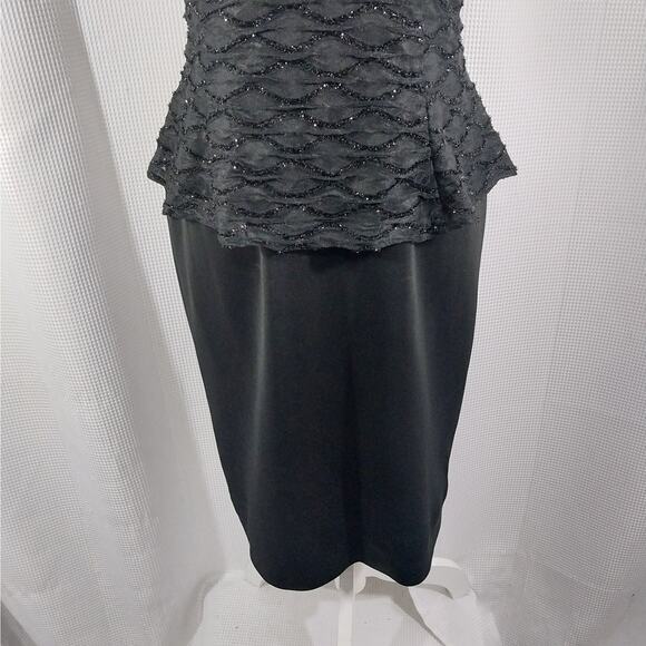 CONNECTED APPAREL! LUXE BLACK TWINKLING DETAIL STRETCH KNIT MIDI DRESS! SZ 10 - Picture 4 of 10